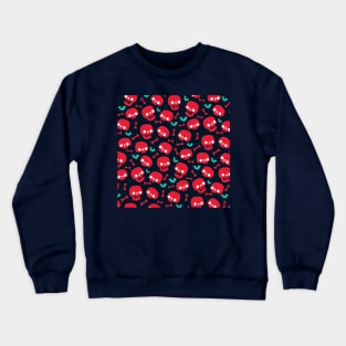 An red and blue halloween skeleton pattern (halloween, witch, spooky, ghost, cat, cute, witchy, skeleton, creepy, halloween, goth, horror) Crewneck Sweatshirt